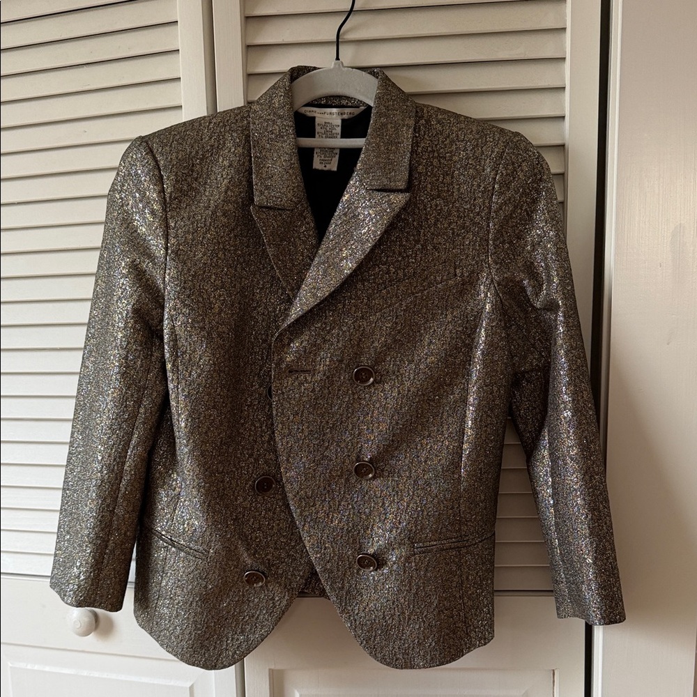 Diane von Furstenberg Metallic Silver and Gold Blazer